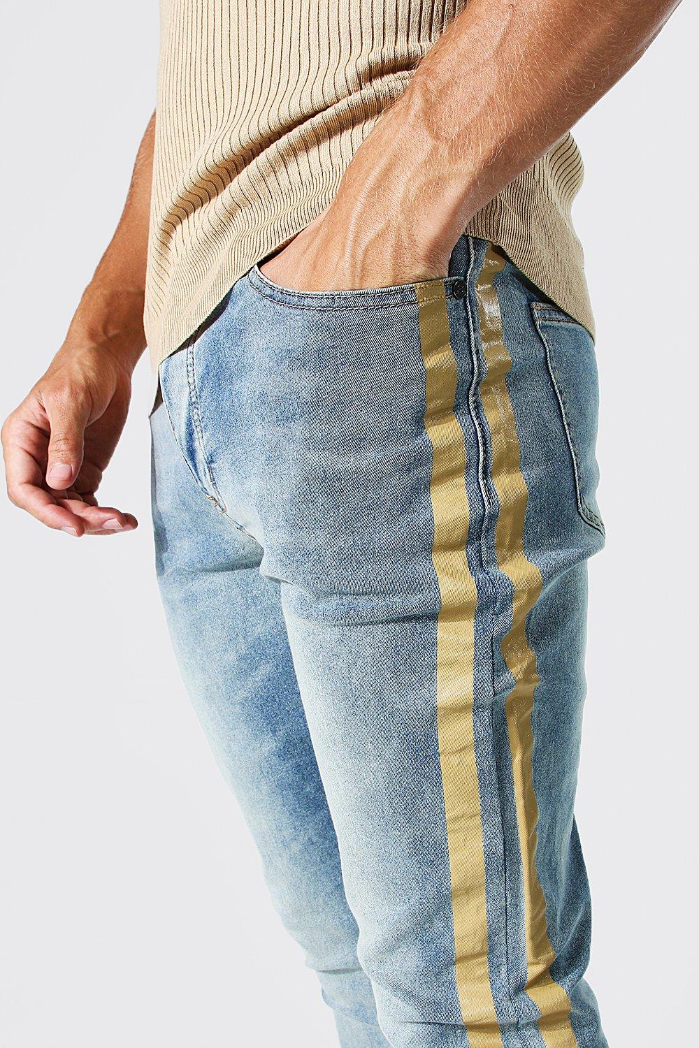 Mens jeans hot sale side stripe